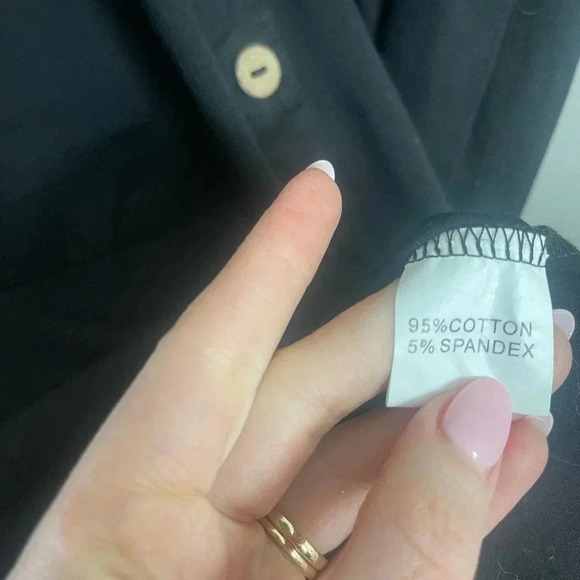 Ouges Womens Stretch Round Neck Long Sleeve Button Front Dress Black Medium - Picture 7 of 9